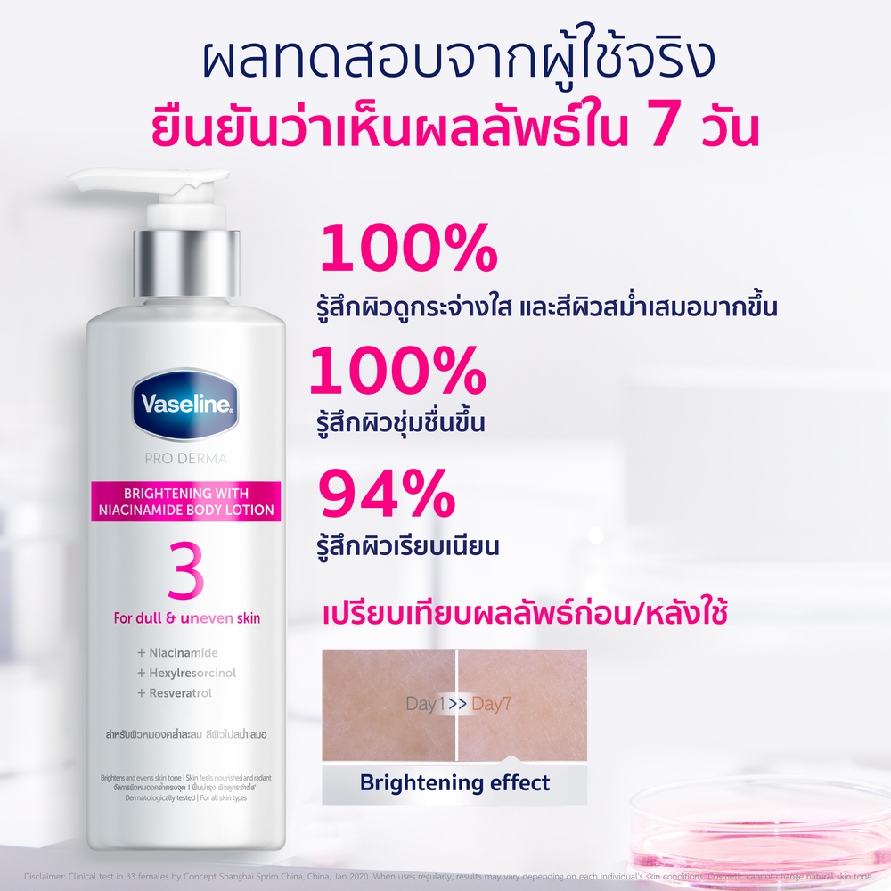 VASELINE - Pro Derma Niacinamide Brightening Body Lotion (250 ml.) โลชั่นเซรั่ม