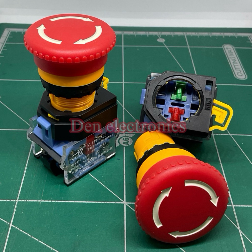 สวิตช์ ดอกเห็ด Emergency Switch สวิตช์ฉุกเฉิน คอ22มิล 1NO 1NC