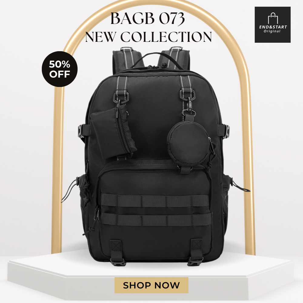 BAGB073 END&START กระเป๋าเป้ สะพายหลัง ใส่โน๊ตบุ๊ค 17 นิ้ว พร้อมสายรัดคันชักเดินทาง สายเท่ ทนทาน