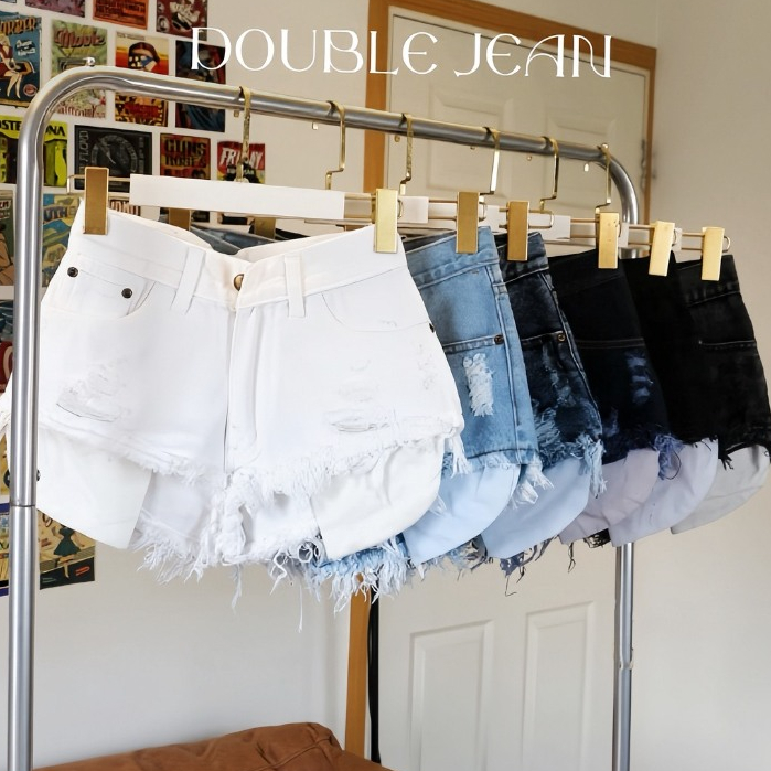 DBJกางเกงขาสั้นกระเป๋าแลป  [S-5XL] เเต่งขาดริ้ว ทรงสวยมาก เอวกลาง เอวต่ำใส่ได้