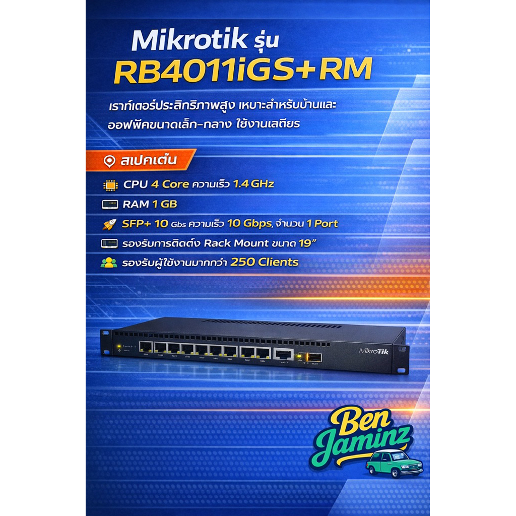 Mikrotik รุ่น RB4011iGS+RM