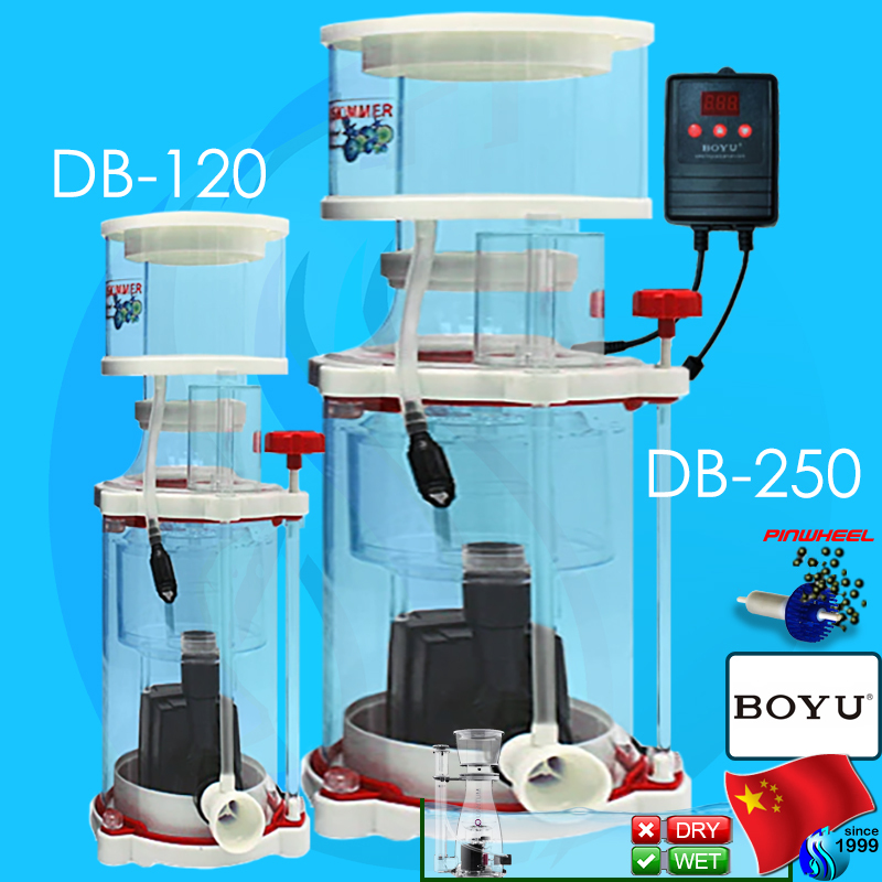 Boyu DB-120 DB-150 DB-200 DB-250 โปรตีนสคิมเมอร์ 800-3600 ลิตร ระบบเพินวีล Needlewheel Protein Skimm