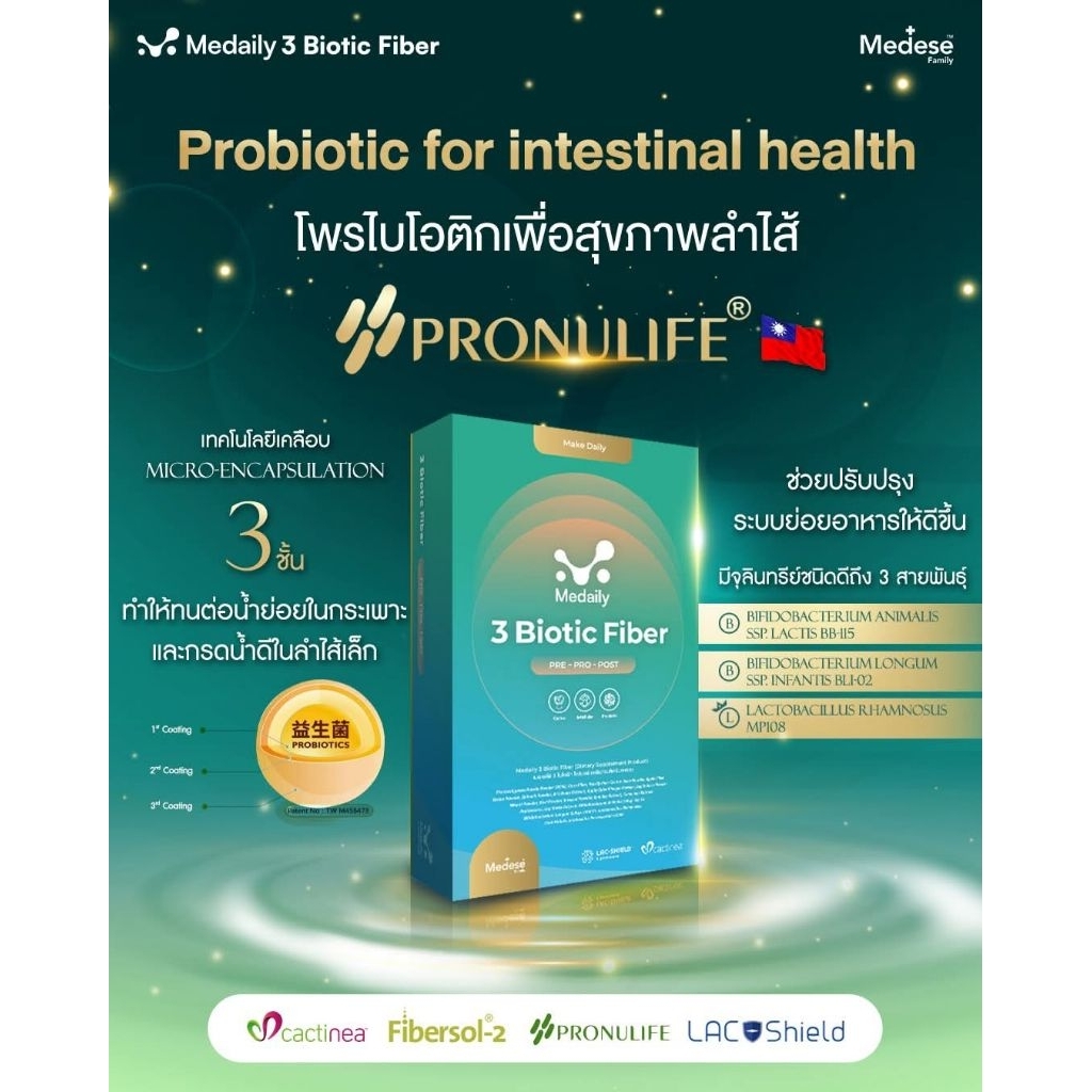 ใหม่‼️ไฟเบอร์ดี​ท็อกซ์​ลดบวม Medese Medaily 3 Biotic Fiber