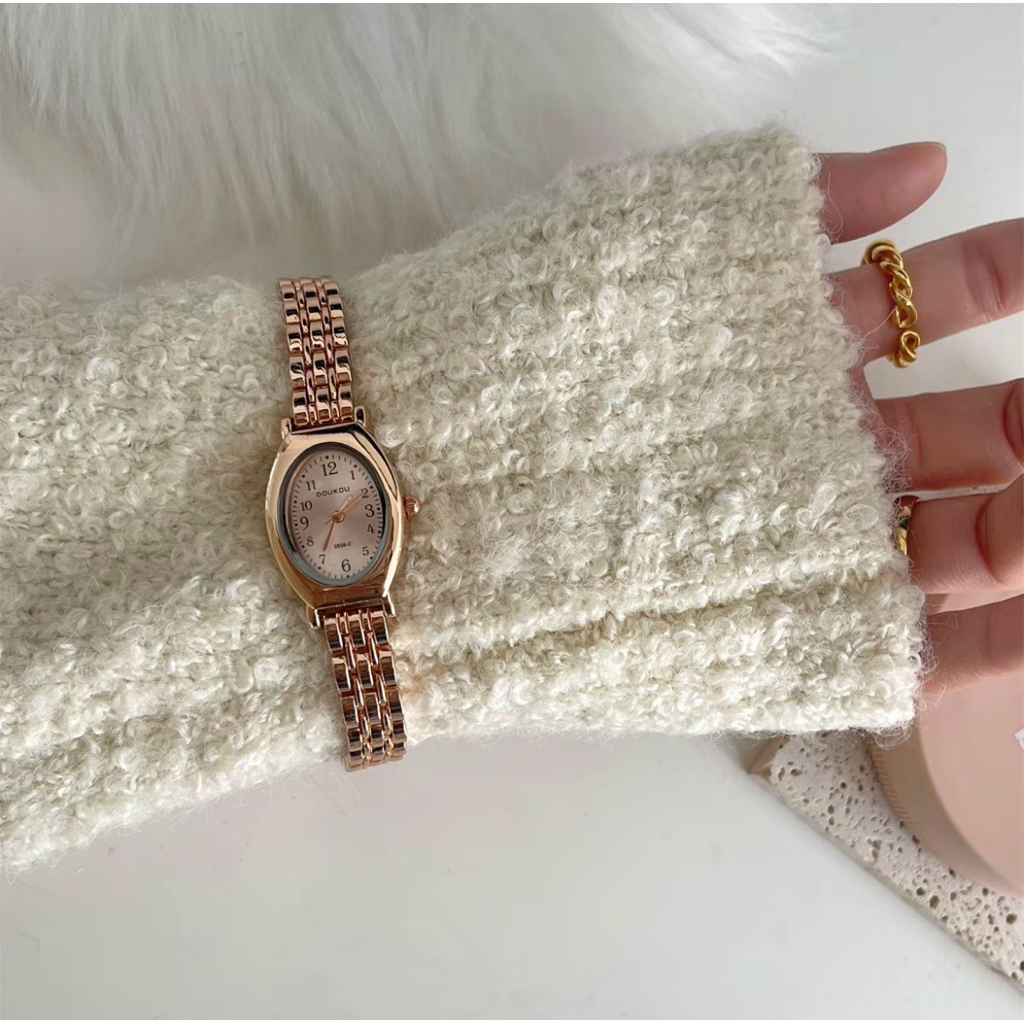 นาฬิกาข้อมือสตรีสไตล์เกาหลีเรียบง่ายหรูหราแบบกลไกควอตซ์ขนาดเล็ก สายโลหะ หน้าปัดกลม นาฬิกาข้อมือสุดเท่ - รูปที่ 5