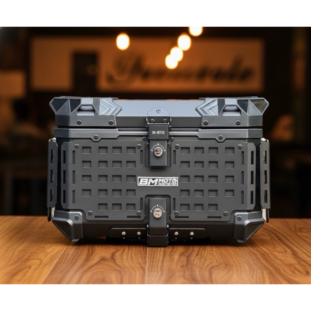NEW !! กล่องติดรถมอเตอร์ไซค์อลูมิเนียม​แท้BM-MOTOR#ปี๊บ/#กล่อง/#กระเป๋า #ปี๊บท้าย