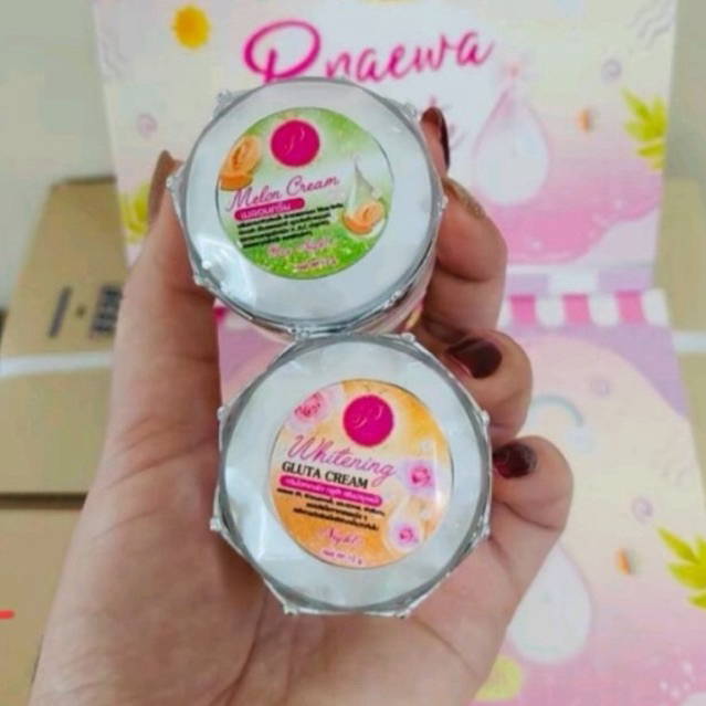 แพรวาไวท์ ครีมกลูต้า+ครีมเมล่อน ชุดคู่ใช้ทาก่อนนอน 12g.
