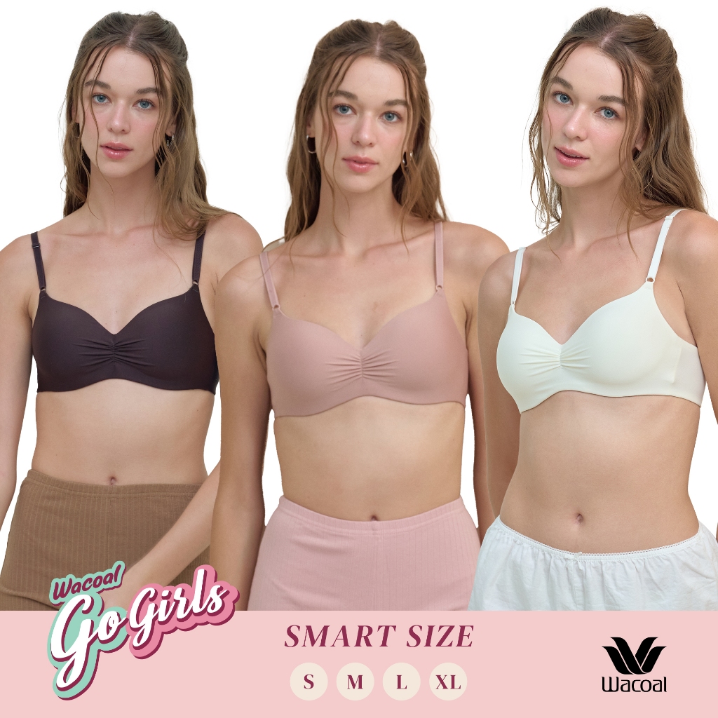 Wacoal Smart Size Easy Matching Bra บราไร้โครงวาโก้ เซท 3 ชิ้น รุ่น WB3Y41 คละสี (BT-CR-OT)
