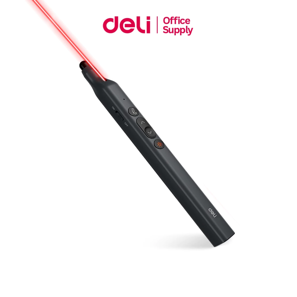 Deli ปากกาเลเซอร์ เลเซอร์พอยเตอร์ สำหรับนำเสนองาน เชื่อมต่อUSB ใช้งานง่าย ระยะไกล 100 เมตร Laser Pen