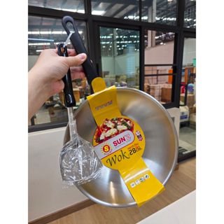SUN🌞 กระทะทรงลึก แถมตะหลิว 28 cm IH กระทะด้าม no.375830 พระอ…