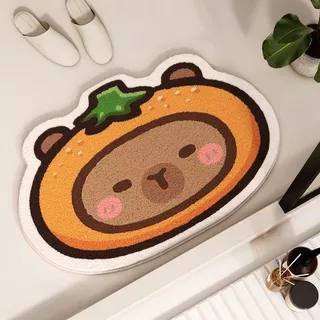 พรมนิ่ม Capybara 40*60CM ขนสัตว์นุ่ม ดูดซับน้ำ-แห้งไว สำหรับห้องน้ำ/ห้องนอน/ห้องนั่งเล่น