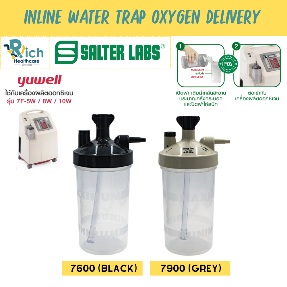 Salter Labs InLine Water Trap Humidifier (7600/7900) กระบอกน้ำทำความชื้น กระบอกน้ำกลั่น สำหรับเครื่องผลิตออกซิเจน 350ml