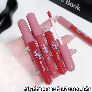 LAMEILA ลิปสติก ลิปแมต ลิปเกรซ เนื้อกำมะหยี แบบกันน้ำ ติดทนนาน ไม่เหนียวเหนอะหนะใช้งานง่าย มี 6 สี