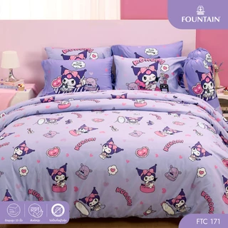 Fountain FTC171 การ์ตูน Kuromi ลิขสิทธิ์แท้ Sanrio สัมผัสนุ่มลื่น ชุดเครื่องนอนฟาวน์เทน ผ้าปูที่นอน ผ้านวม