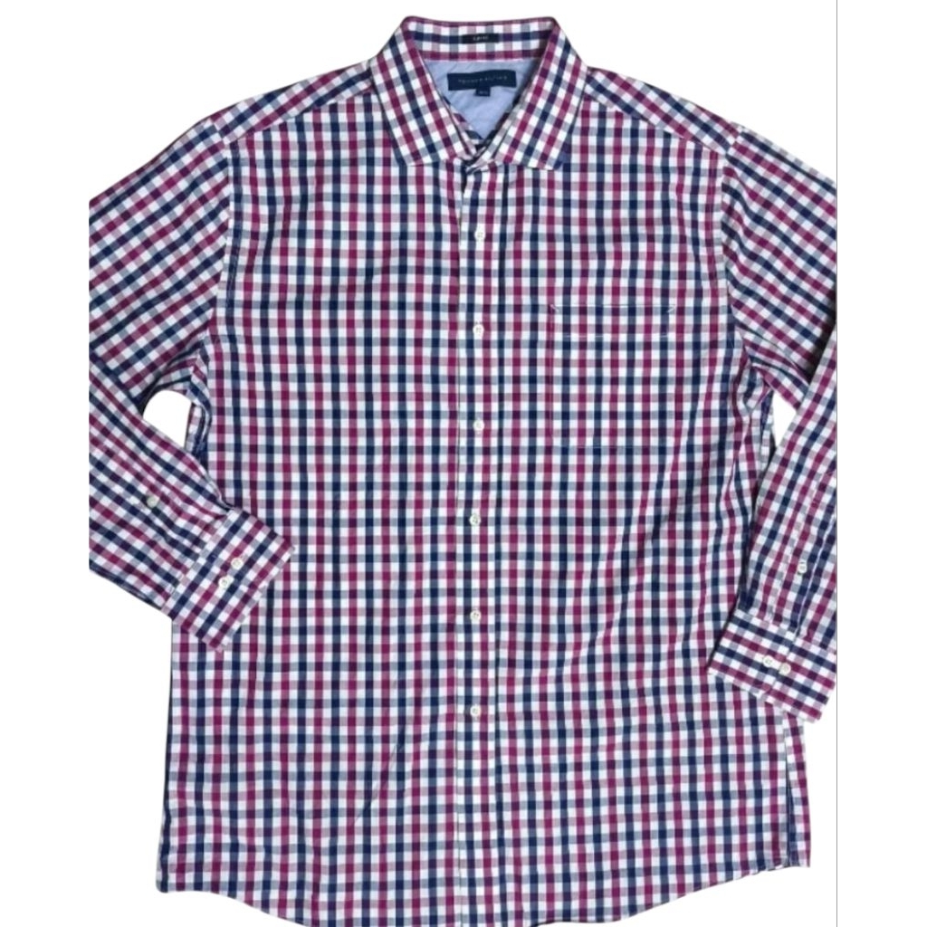 TOMMY HILFIGER slim Fit เสื้อเชิ้ตแขนยาว อก44นิ้ว แท้ สวยใหม่มาก มือสอง
