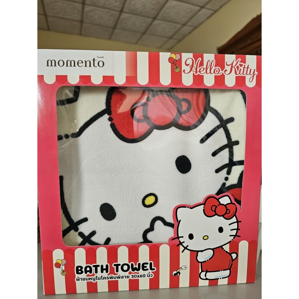 พร้อมส่ง!! ผ้าเช็ดตัวโลตัส ลายsanrio (kitty) 30X60 นิ้ว แบรนด์momento