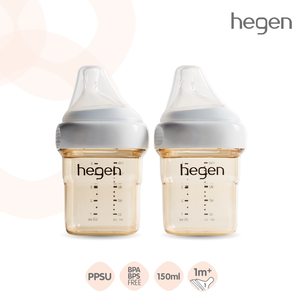[ส่วนลด] Hegen ขวดนมสีชา ขวดนมhegen 5oz/150ml แพ็ค 2 ชิ้น จุกเสมือนนมแม่ #1 Slow Flow 0-3m ตามเกณฑ์