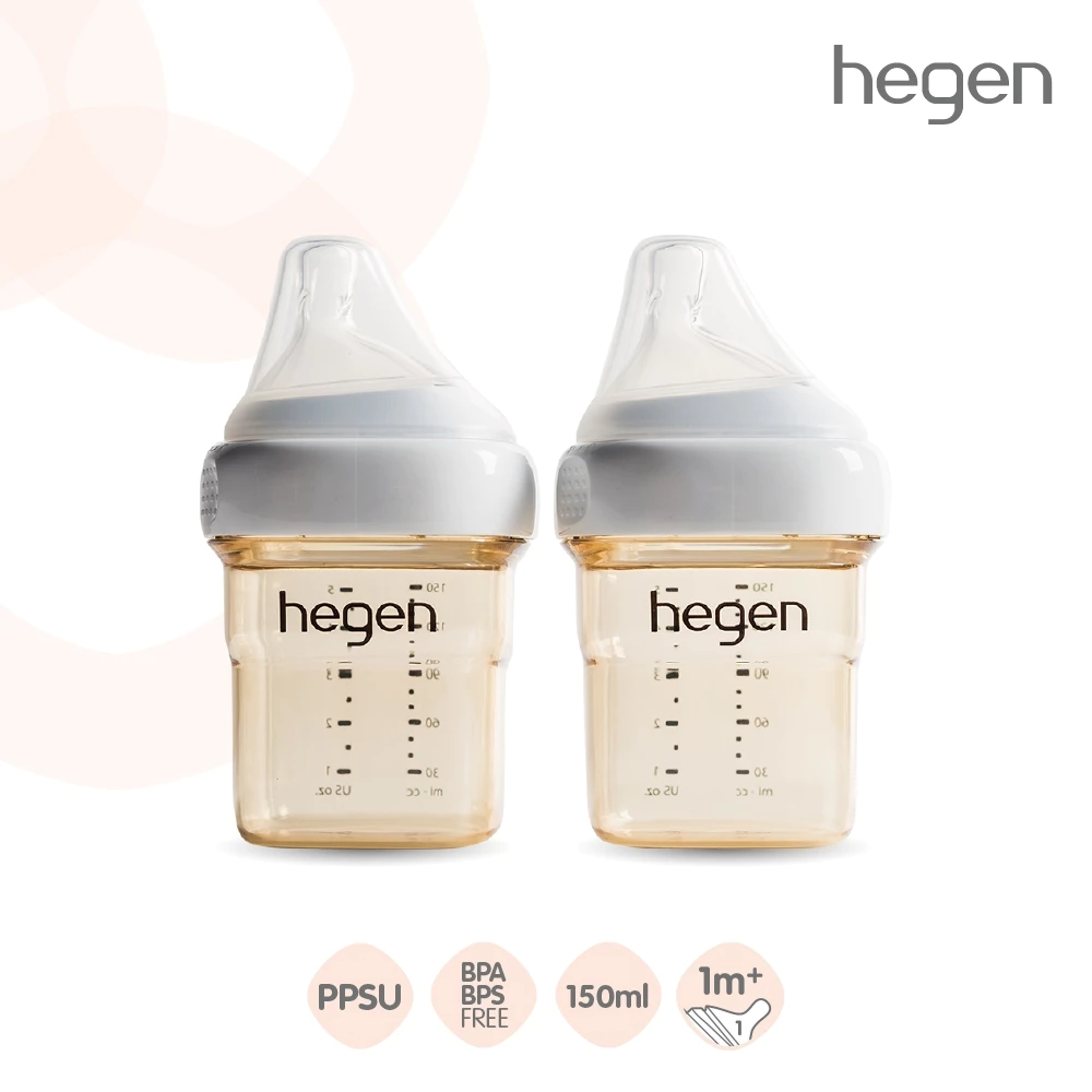 [ส่วนลด] Hegen ขวดนมสีชา ขวดนมhegen 5oz/150ml แพ็ค 2 ชิ้น จุกเสมือนนมแม่ #1 Slow Flow 0-3m ตามเกณฑ์