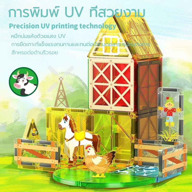 ฉาก magnetic tiles STEM 3D ของแท้ ของเล่น montessori ต่อแม่เหล็ก ของเล่นเด็ก ชุดตัวต่อ - รูปที่ 2