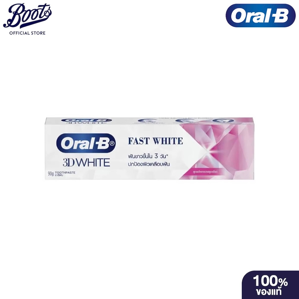Oral-B ออรัล-บี ยาสีฟัน ทรีดีไวท์ ฟาสไวท์ 1450 ฟลูออไรด์ 90ก.