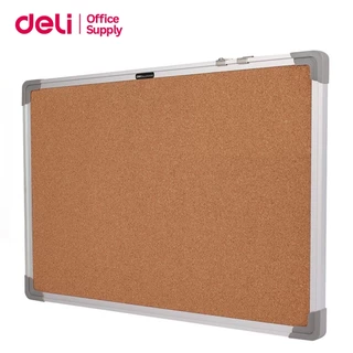 Deli กระดานไม้ก๊อก บอร์ดติดประกาศติดรูป กรอบอลูมิเนียมมุม ABS ขนาด 45×60/60×90/90×120 ซม Cork Board