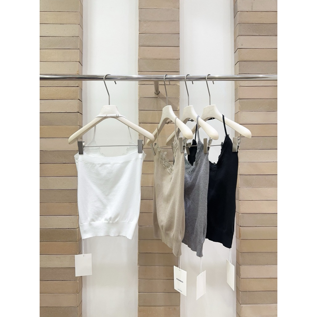 ส่งด่วน 🛵 6409 𝗟𝗔𝗖𝗘 𝗪𝗛𝗜𝗦𝗣𝗘𝗥 𝗛𝗔𝗟𝗧𝗘𝗥 𝗧𝗢𝗢 เสื้อคล้องคอ ผ้านิต ทรงเข้ารูปสวย - รูปที่ 5