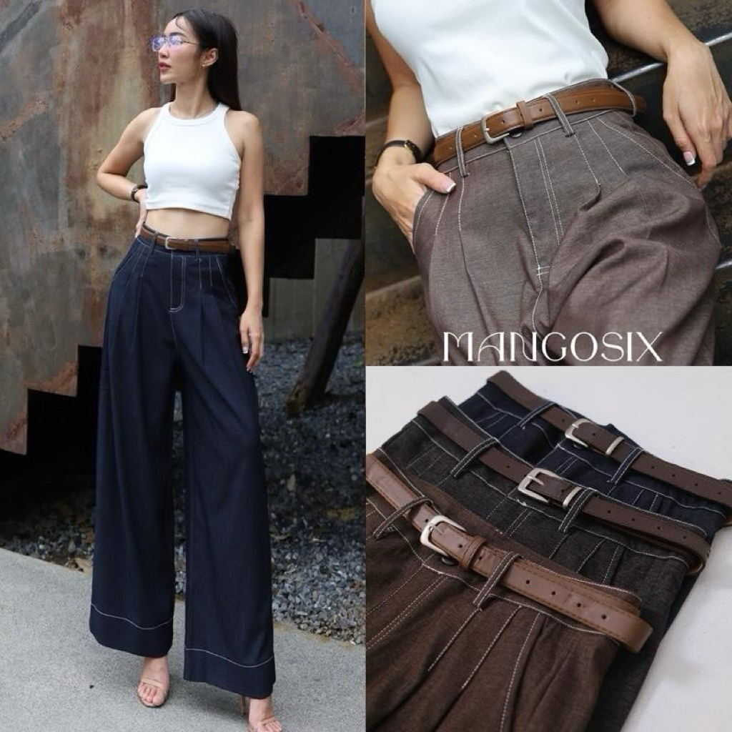 กางเกงเดินเส้นขากระบอก รุ่นComely’poly (P96)