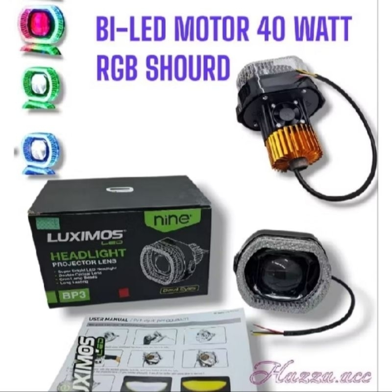 BI-LED MOTORCYCLE PROJECTOR LAMP 9NINE LUXIMOS BP3 40 WATT SHROUD DEVI...