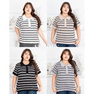 FAMOUS เสื้อโปโลแขนสั้น ลายขวางเส้นใหญ่ S644 #FMBL-FL0502