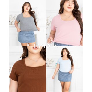 FAMOUS Basic U Neck เสื้อยืด#FMBL-F1T064