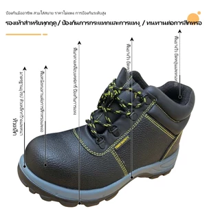 P01 รองเท้าเซฟตี้ รองเท้าหัวเหล็กพื้นเหล็ก หนังแท้ พื้น PU เบา สวย เซฟตี้ safety shoes Size:36-46