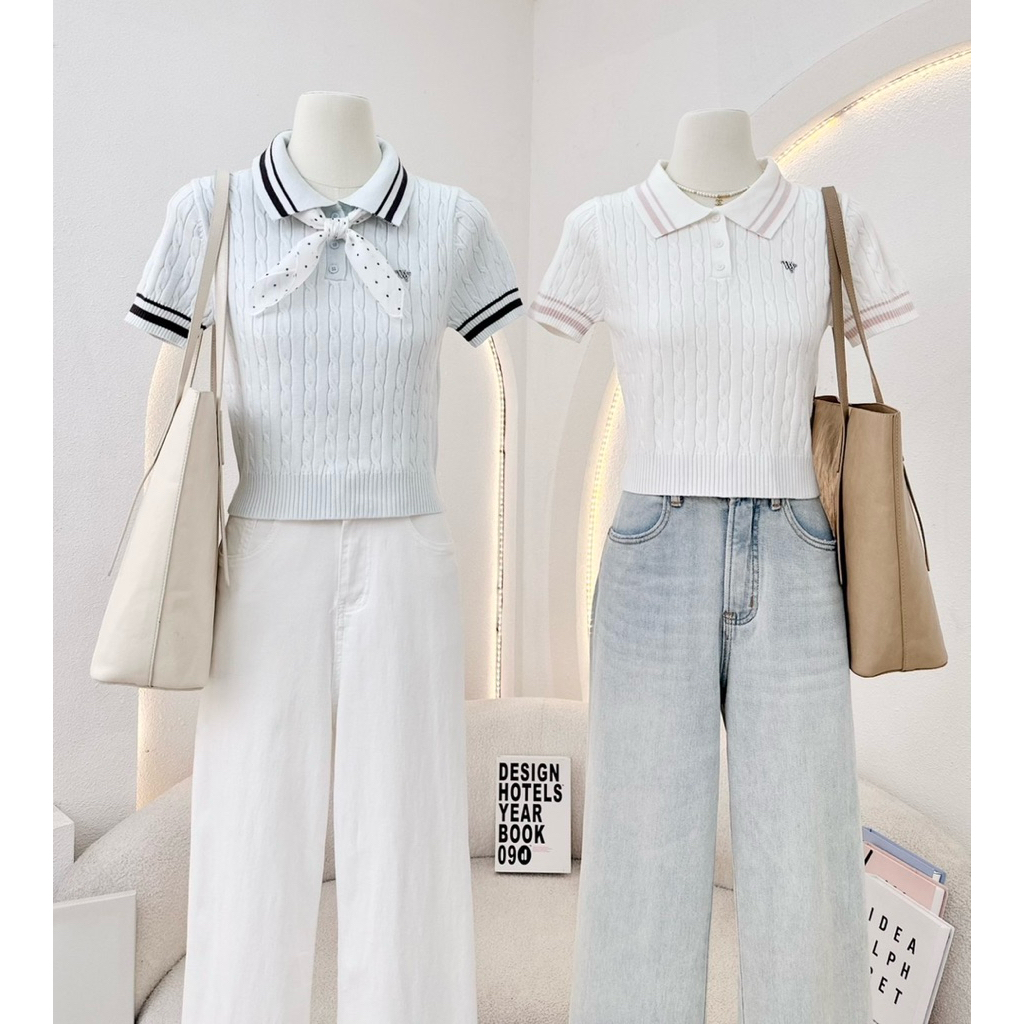 WA YA เสื้อโปโลแต่งปกทูโทน