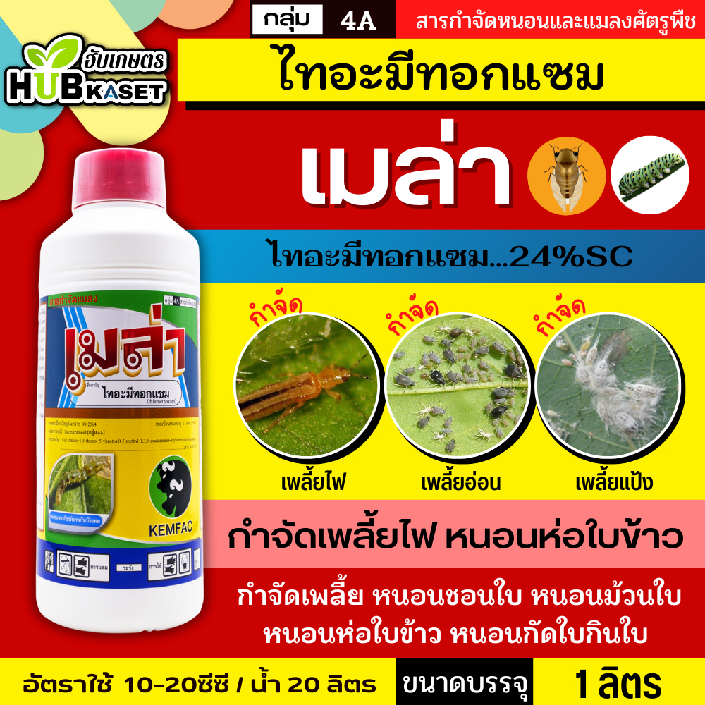 เมล่า 1 ลิตร (ไทอะมีทอกแซม..24%SC) กำจัดเพลี้ยไฟ เพลี้ยจั๊กจั่น เพลี้ยอ่อน เพลี้ยทุกชนิด