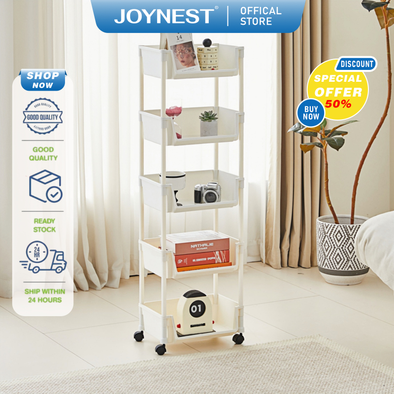JOYNEST 5 ชั้น เคลื่อนย้ายได้ ชั้นวางของ ชั้นหนังสือ ชั้นเก็บของ ตู้หนังสือ ชั้นวางของ ชั้นเก็บของ