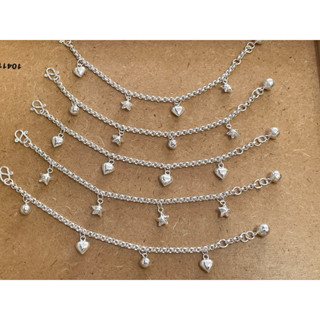 สร้อยข้อมือลายผ่าหวายห้อยระย้าเด็กsilver925