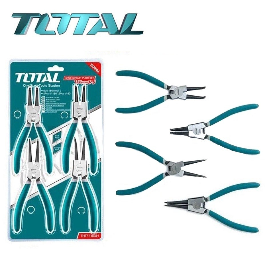 🔥ถูกสุด🔥 TOTAL คีมหนีบแหวน คีมถ่างแหวน 4 ตัวชุด ขนาด 7 นิ้ว รุ่น THT114041 คีมหนีบ