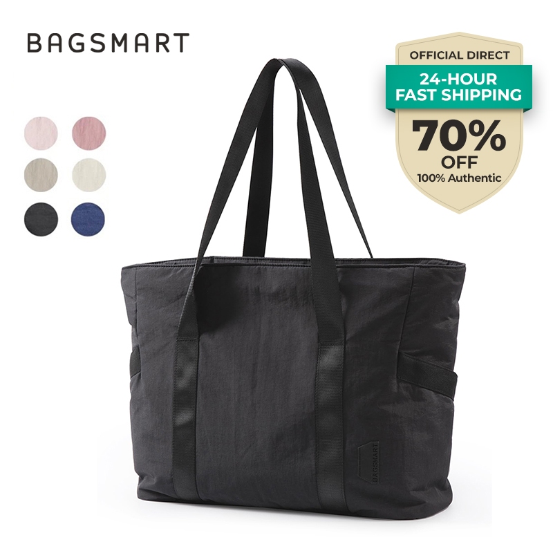 BAGSMART กระเป๋าโท้ทสีทึบสไตล์มินิมอล - ความจุใหญ่ กันน้ำ ดีไซน์สุภาพสตรี