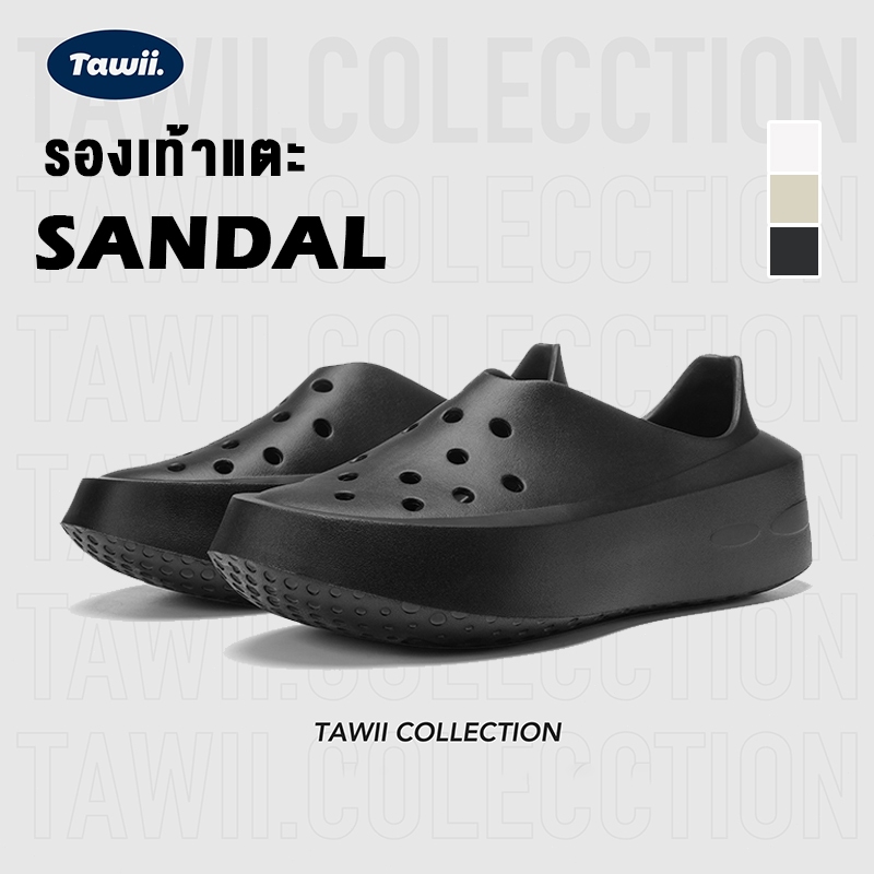 Tawii. รองเท้าแตะ UNISEX รองเท้า กันลื่น รองเท้าแตะลําลอง ส้นหนา 5 ซม พื้นนุ่ม รองเท้าแตะมีรู