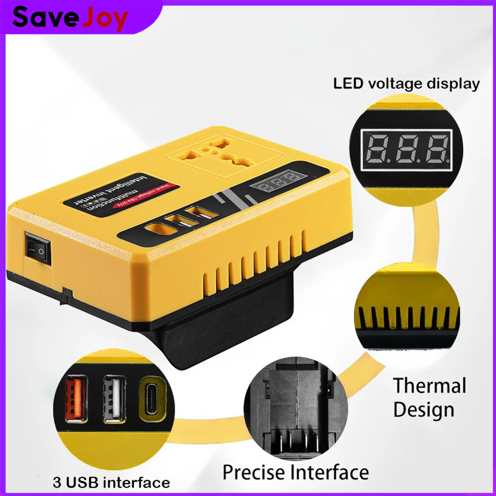 Power INVERTER สําหรับ DeWalt 20V DC 20V to AC 110-220V แบตเตอรี่อินเวอร์เตอร์แบบพกพา Power Station 