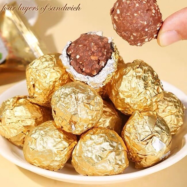 ช็อกโกแลตเวฟเฟอร์ คล้าย เฟอร์เรโร่ 500กรัม43-45 ชิ้น พร้อมส่ง