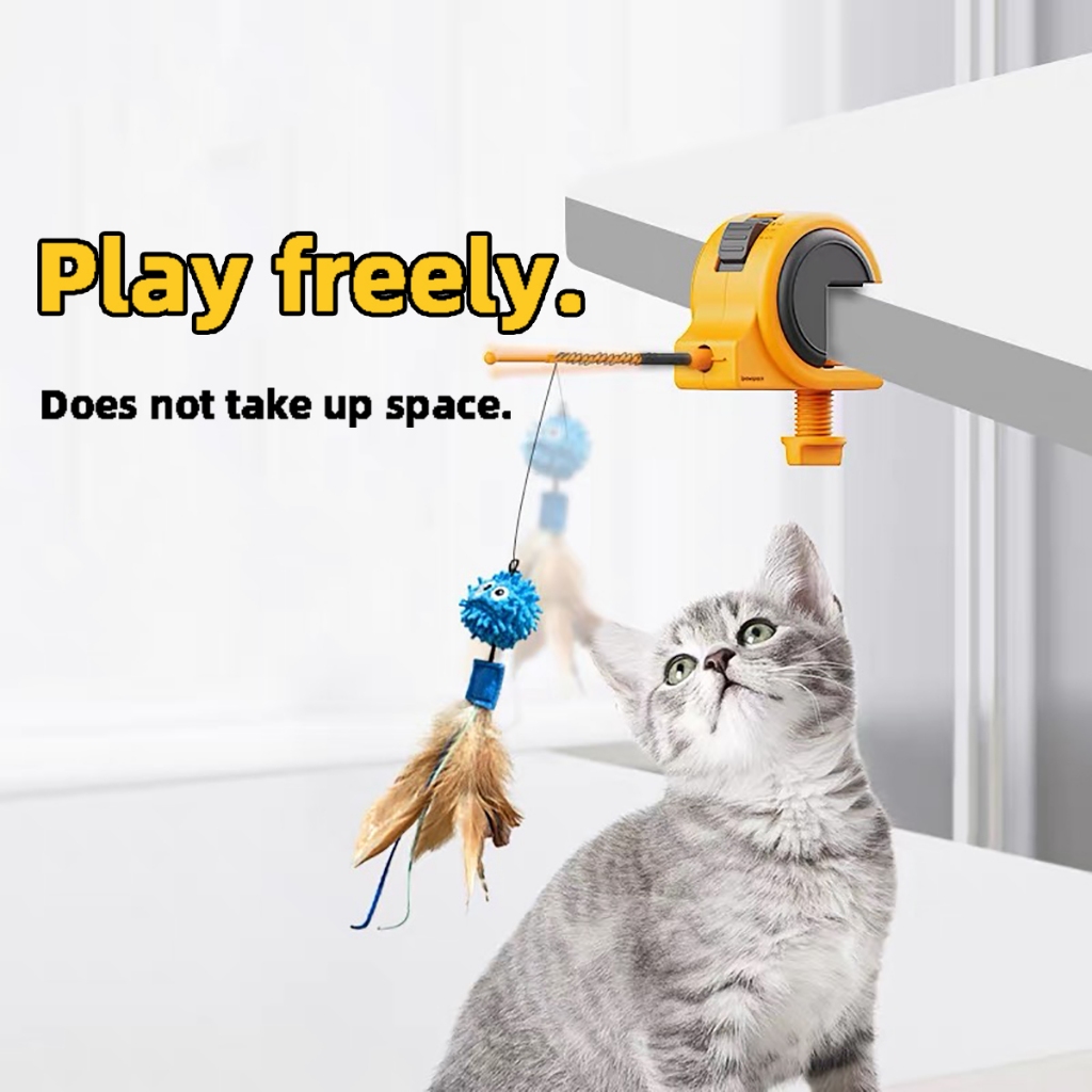 ไม้ล่อแมวไฟฟ้า อัตโนมัติ เล่นเองได้ ตั้งเวลาได้ ชาร์จ USB ของเล่นแมวไฟฟ้า แมวไม่เบื่อ - รูปที่ 2