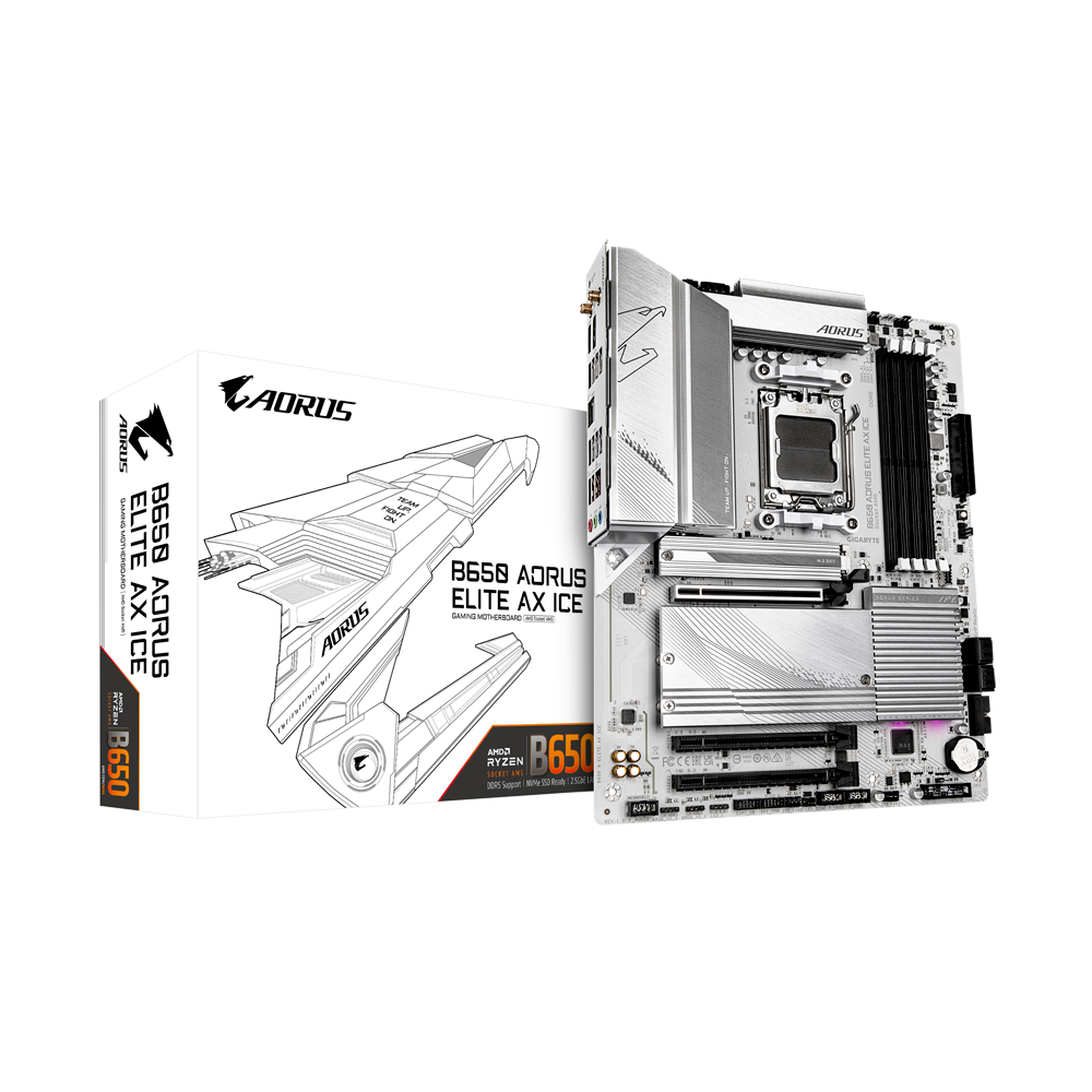 MAINBOARD (เมนบอร์ด) AM5 GIGABYTE B650 AORUS ELITE AX ICE WIFI (DDR5) พร้อมส่ง