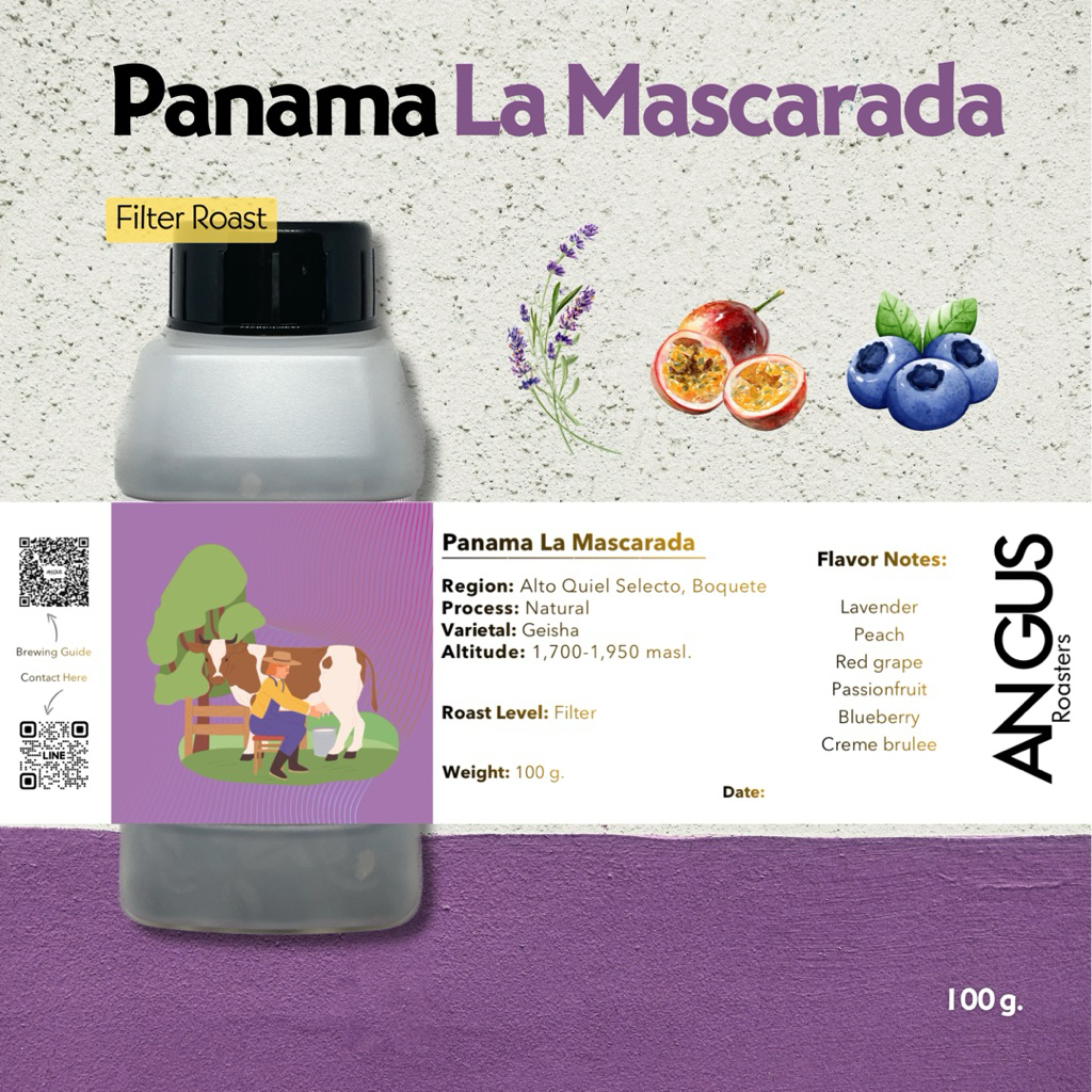 Angus Coffee Roasters เมล็ดกาแฟคั่ว Filter - Panama La Mascarada Geisha Natural