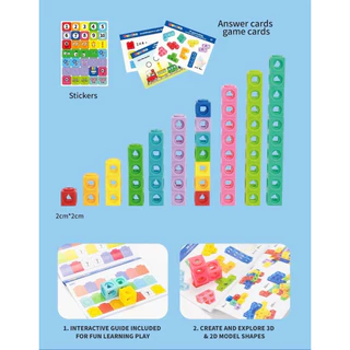 * ออกบิล (ทักแชท)ชุดคณิตศาตร์ตัวต่อลูกบาศก์ 100 ชิ้น Linking Cubes กล่องใหญ่