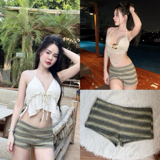 กางเกงขาสั้นไหมพรม เอวต่ำสุดแซ่บ สไตล์วินเทจ (พร้อมส่งจากไทย…