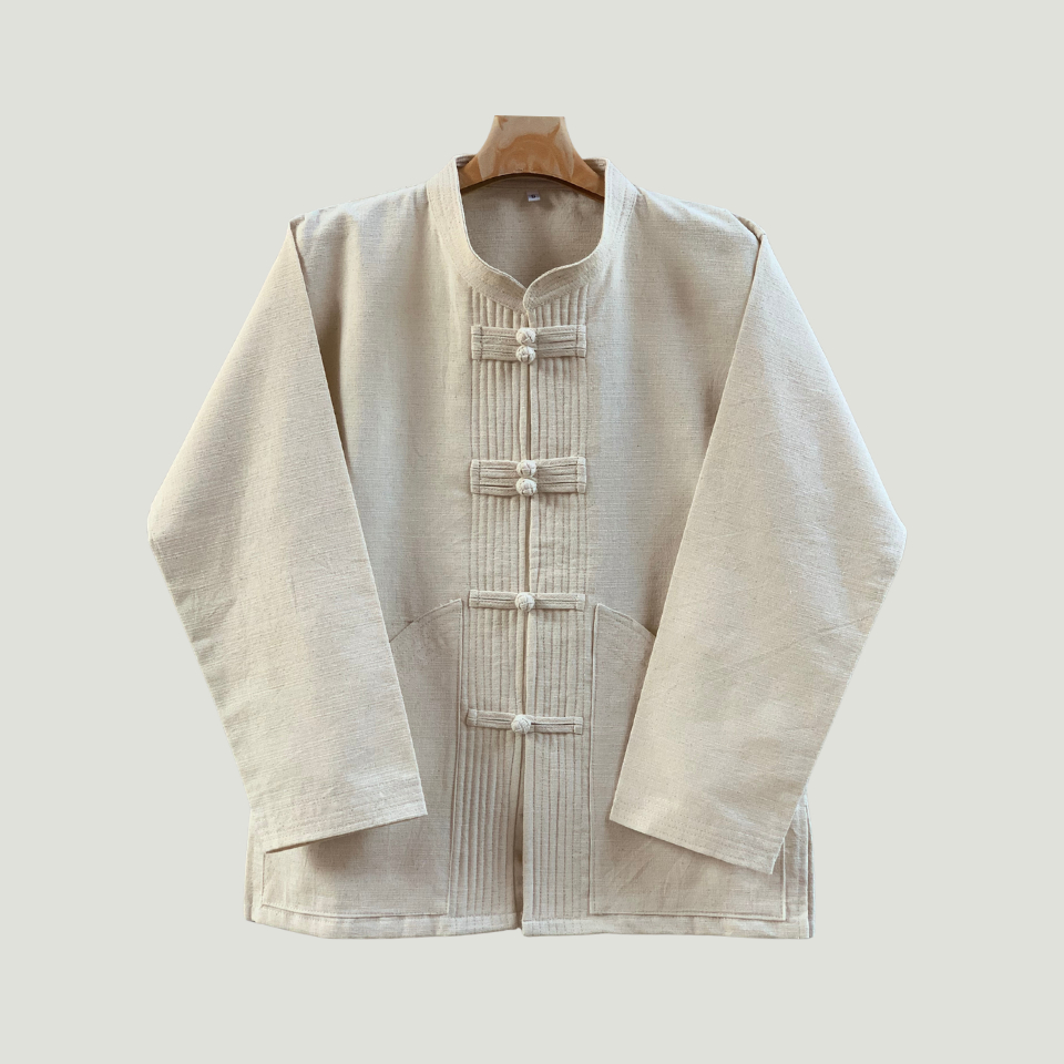 เสื้อผ้าฝ้ายคอจีน ไทเขินแขนยาวกระดุมจีน สไตล์ล้านนา ทรงตรงสวมใส่สบายเนื้อนุ่มมือ ใส่ทำงานดูเรียบร้อย