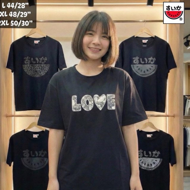 เสื้อยืดแตงโมลายปักLove, suika