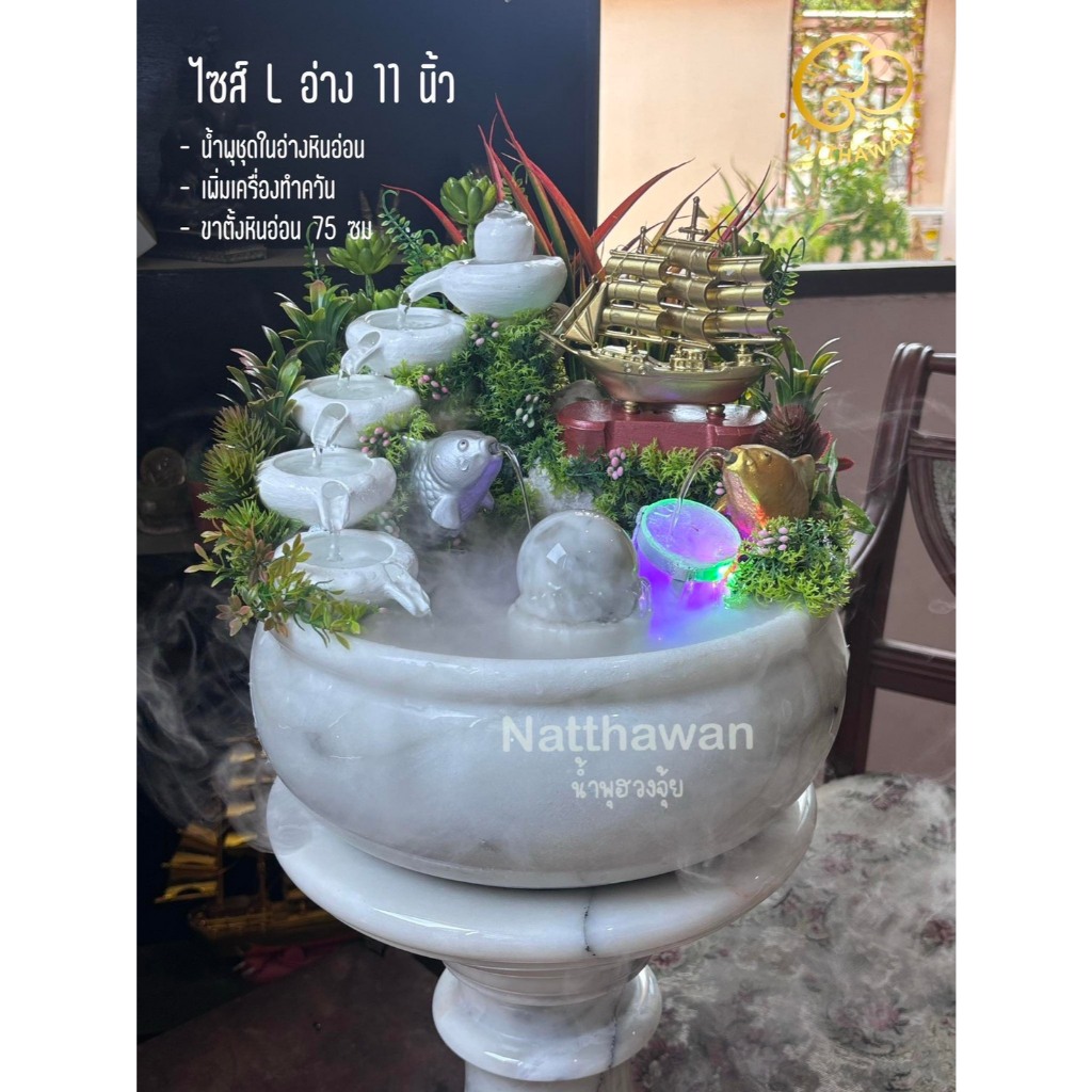 น้ำพุมงคล เรือสำเภาทอง กังหันน้ำ พร้อมหินกลิ้ง (งานสั่งทำ) พร้อมมอเตอร์พร้อมใช้งาน ไม่รวมขาตั้ง