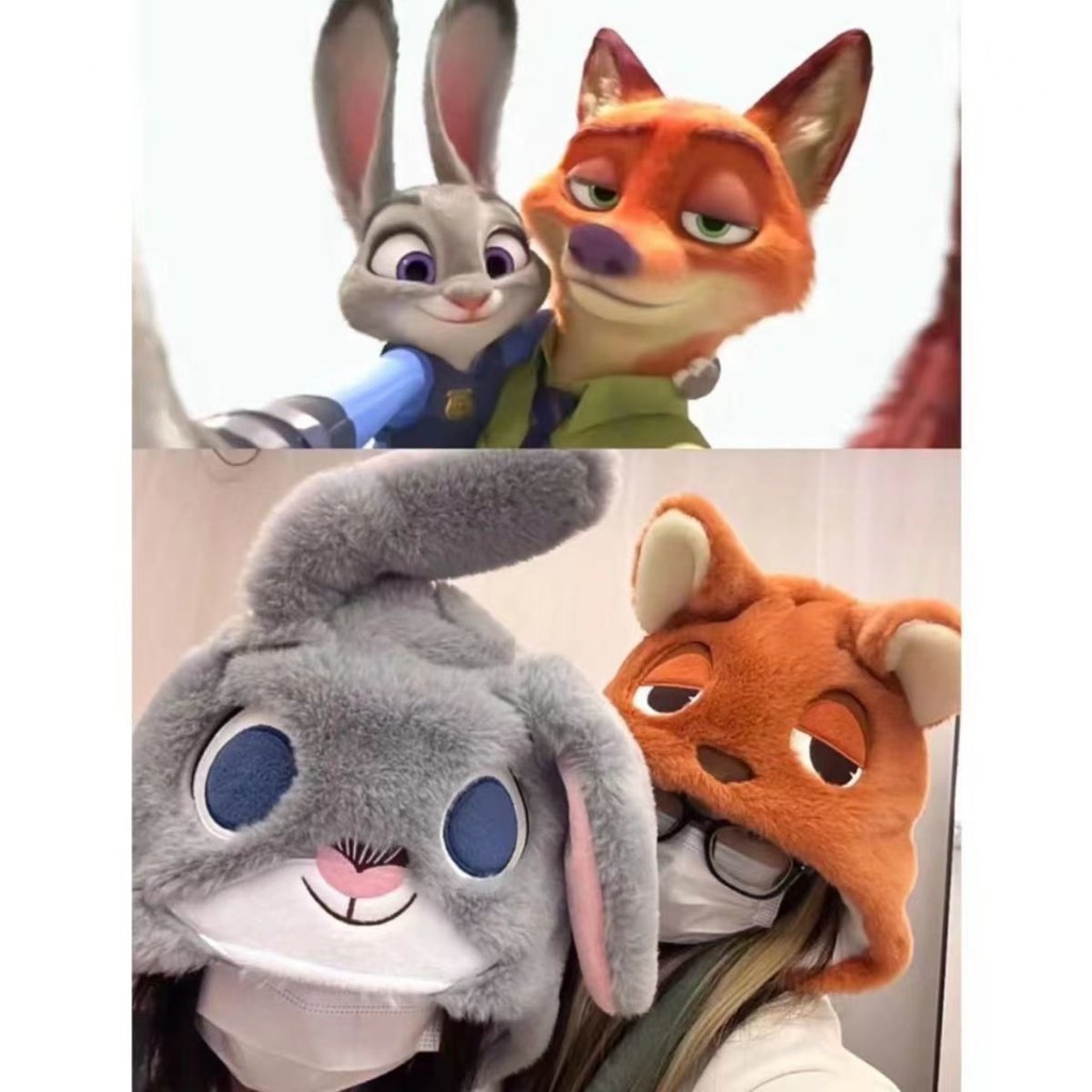 ส่งด่วน🍁 Nick Judy Winter Hood Hat Scarf ซูโทเปีย จูดี้ นิก หมวกผ้าพันคอกันหนาว หมวกไหมพรมตุ๊กตา คู่รัก 55014