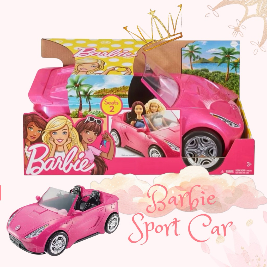 รถสปอร์ตของสาวน้อยบาร์บี้ 🚘 Barbie Glam Pink Sparkle Convertible 2 Seat Sport Car