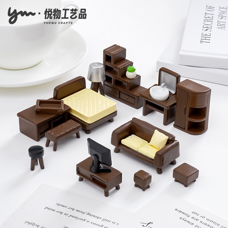j127ชุดเฟอร์นิเจอร์ตู้เสื้อผ้าและเก้าอี้จำลองสร้างสรรค์ บ้านตุ๊กตา DIY